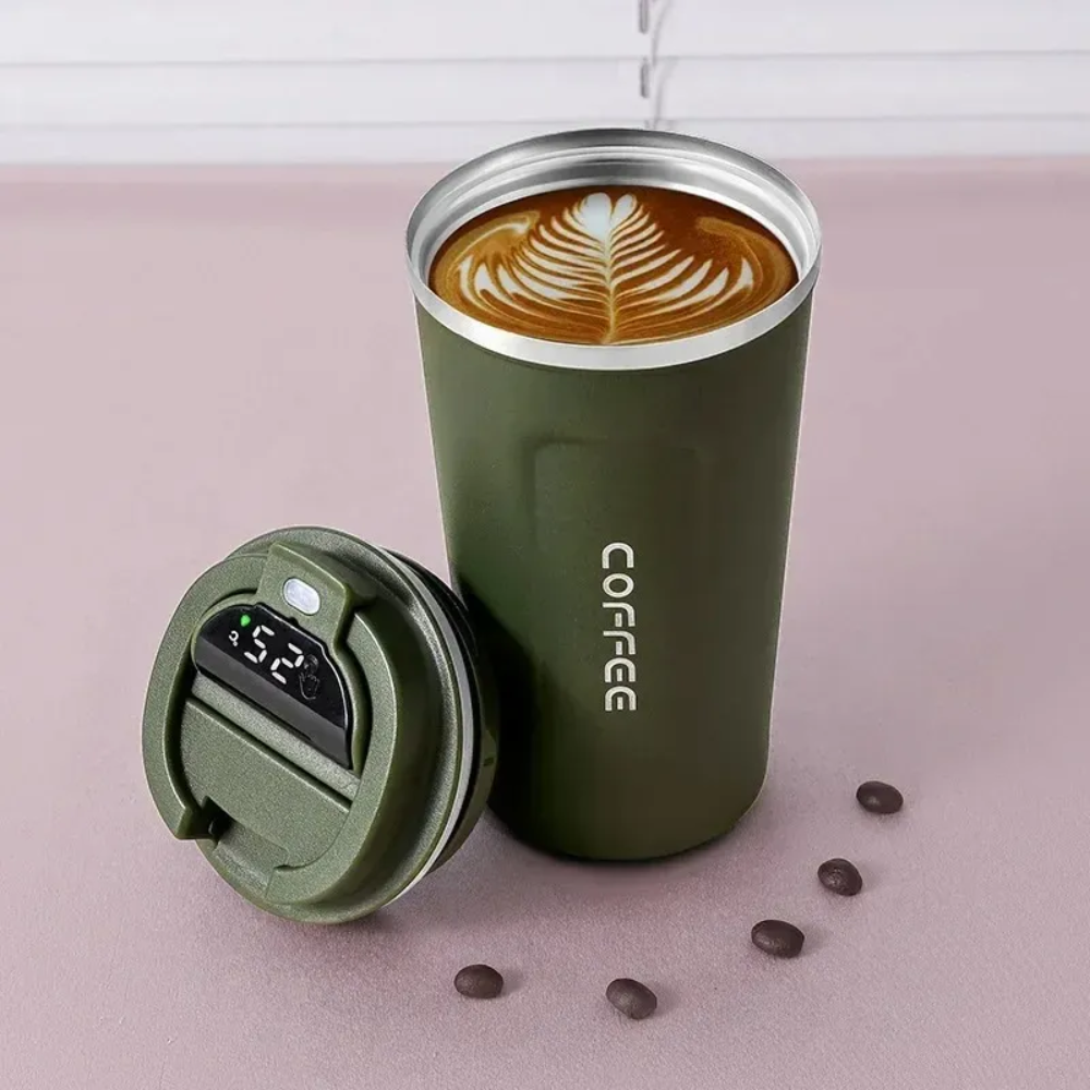 Temperature display staineless steel thermal mug