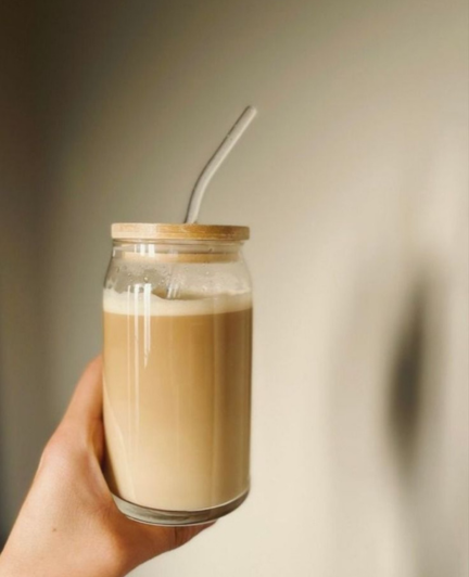 Elegant Glass Drinking Jar with Bamboo Lid & Reusable Glass Straw