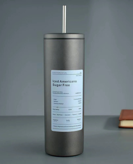 Minimalist Stainless Steel Insulated Tumbler with Straw – Matte Finish Coffee Cup