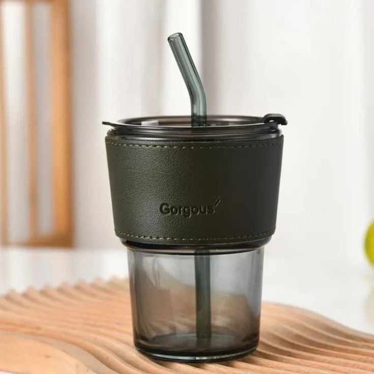 Leather Sleeve Glass Black