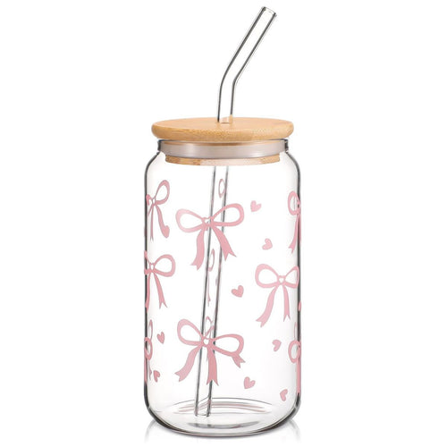 BOW Glass Tumbler with straw