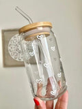 White Heart Iced Coffee Glass Tumbler