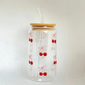 cherry blossom Glass Tumbler with straw