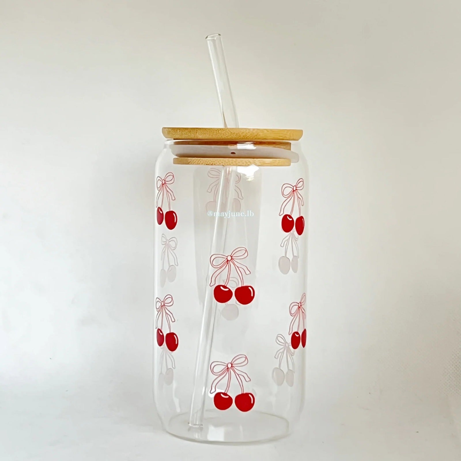 cherry blossom Glass Tumbler with straw