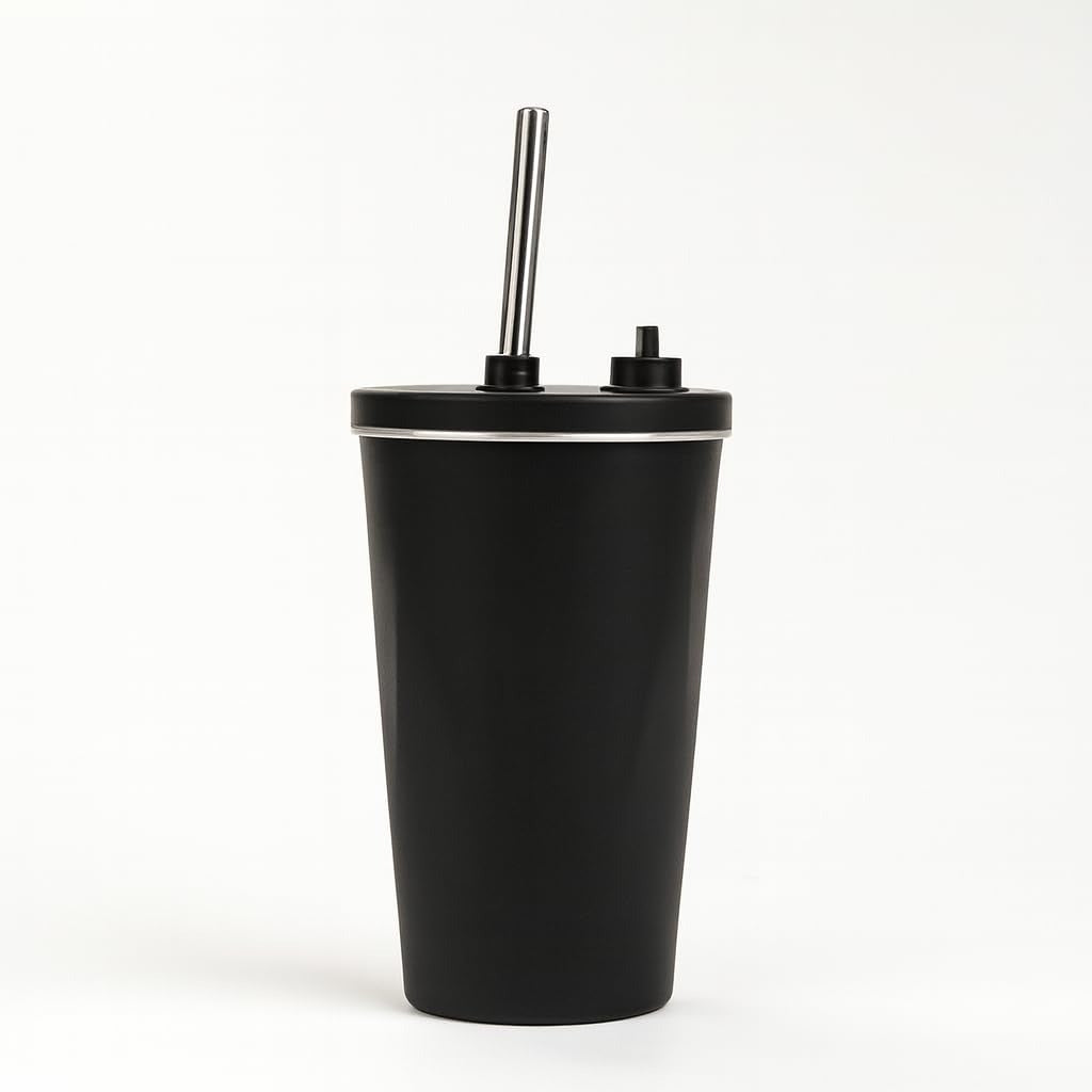 Travel Tumbler Stainless Steel Vacuum Insulated with Lid and Straw White 600ml