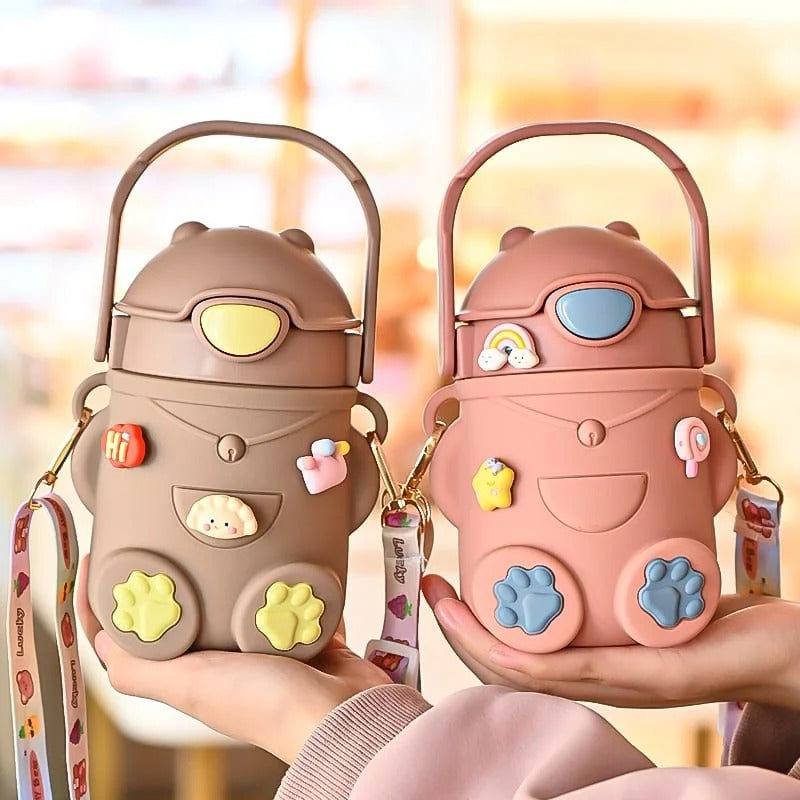 Steel Water Bottle Robot With Silicone Pouch